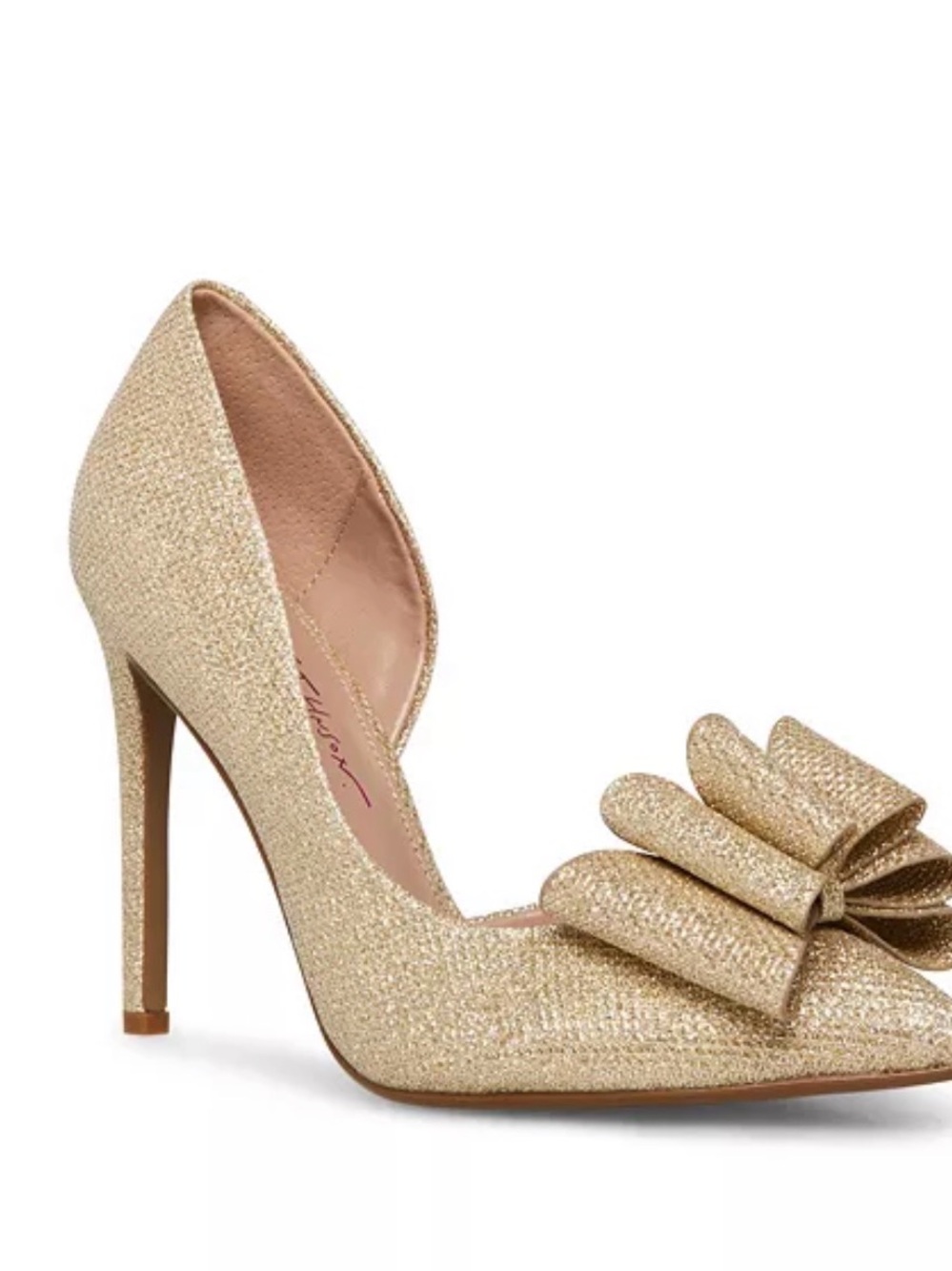 Betsey Johnson Prince Glitter Bow D’Orsay Pumps | Champagne Gold | Size 8M